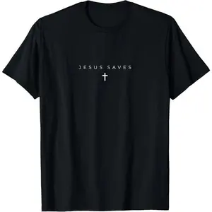 100% Cotton Jesus Saves Cross Subtle Christian Minimal Religious Faith T-Shirt