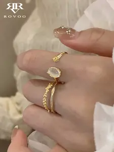 Set of 2 Elegant Sweet High-End Copper Resin Inlay Rings for Women, Daily Wear Jewelry, All Season Fashion Accessories, Stacking Rings, Stackable Rings