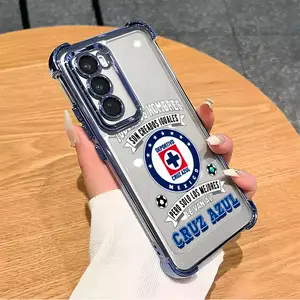 Mexican Soccer Team Cruz Azul Pattern Suitable For Aesthetic Electroplated TPU Casing For SAMSUNG GALAXY S22 S23 S24 S25 Edge FE PLUS ULTRA Four Corners Anti-Fall Transparent Casual Soft Silicone Phone Cases L1703