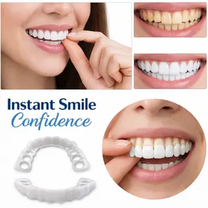 [3 Pairs] Quick 1-Minute Teeth Whitening: Painless Clip-onTeeth Whitening Strips for an Instant Perfect Smile,Temporary Dentures for Instant Confidence -  for Party & Daily