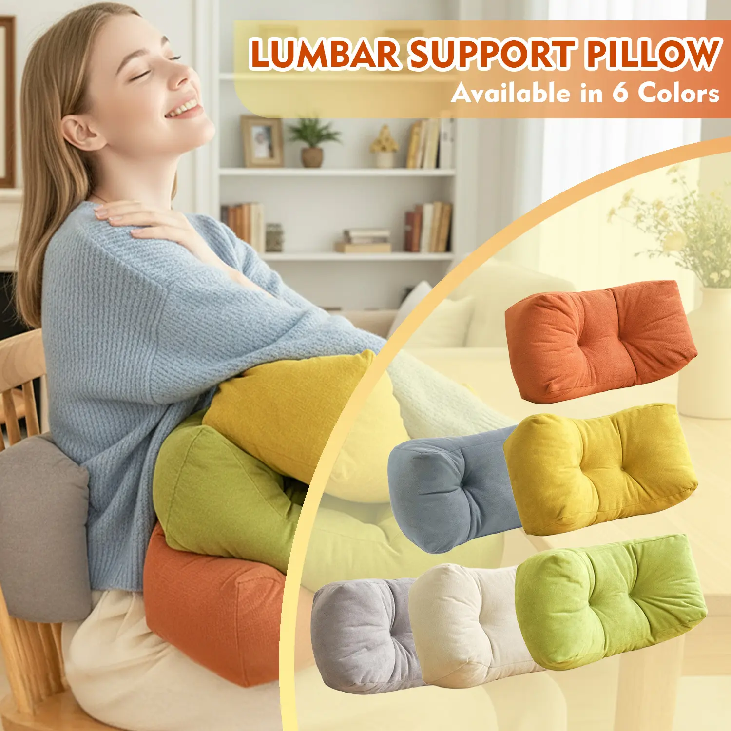 Polyester Stylish Lumbar Pillow - Adjustable Lower Back Support, Durable Comfort, Conforms to Natural Curve, Machine Washable, Ideal for Office Chairs, Christmas Home Decor