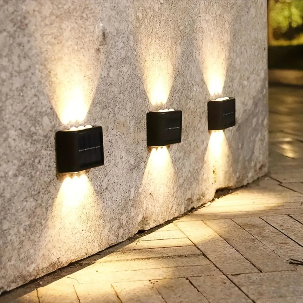 Solar Wall Light, IPX4 Outdoor 6 LED Deck Lights, Wall Light, for Courtyard, Street, Fence, Garage, Garden Perfect Decoration