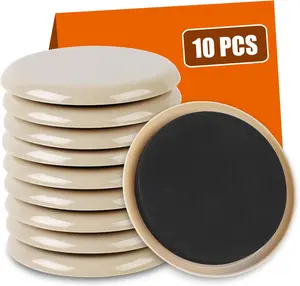 10PCS 3.5" Furniture Sliders for Hardwood & Carpet, Reusable Heavy Duty Floor Protectors & Movers Pads