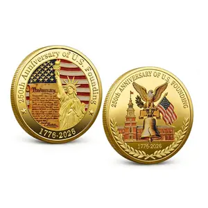 4th of July Commemorative Coin, America 250 Merchandise with American Eagle & US Flag Coin Collection, Gift for Coin Enthusiasts, Adults