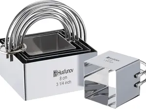 Biscuit Cutter Set Square Cookie Cutters with Handle 5 Pieces Stainless Steel Square Professional Baking Dough Tools for Cake