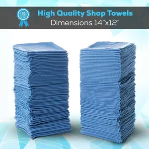 Premium Shop  14”x12”, Commercial Grade Blue, 100 Pack Absorbent Cleaning Cloth Cotton Household Towel Unisex