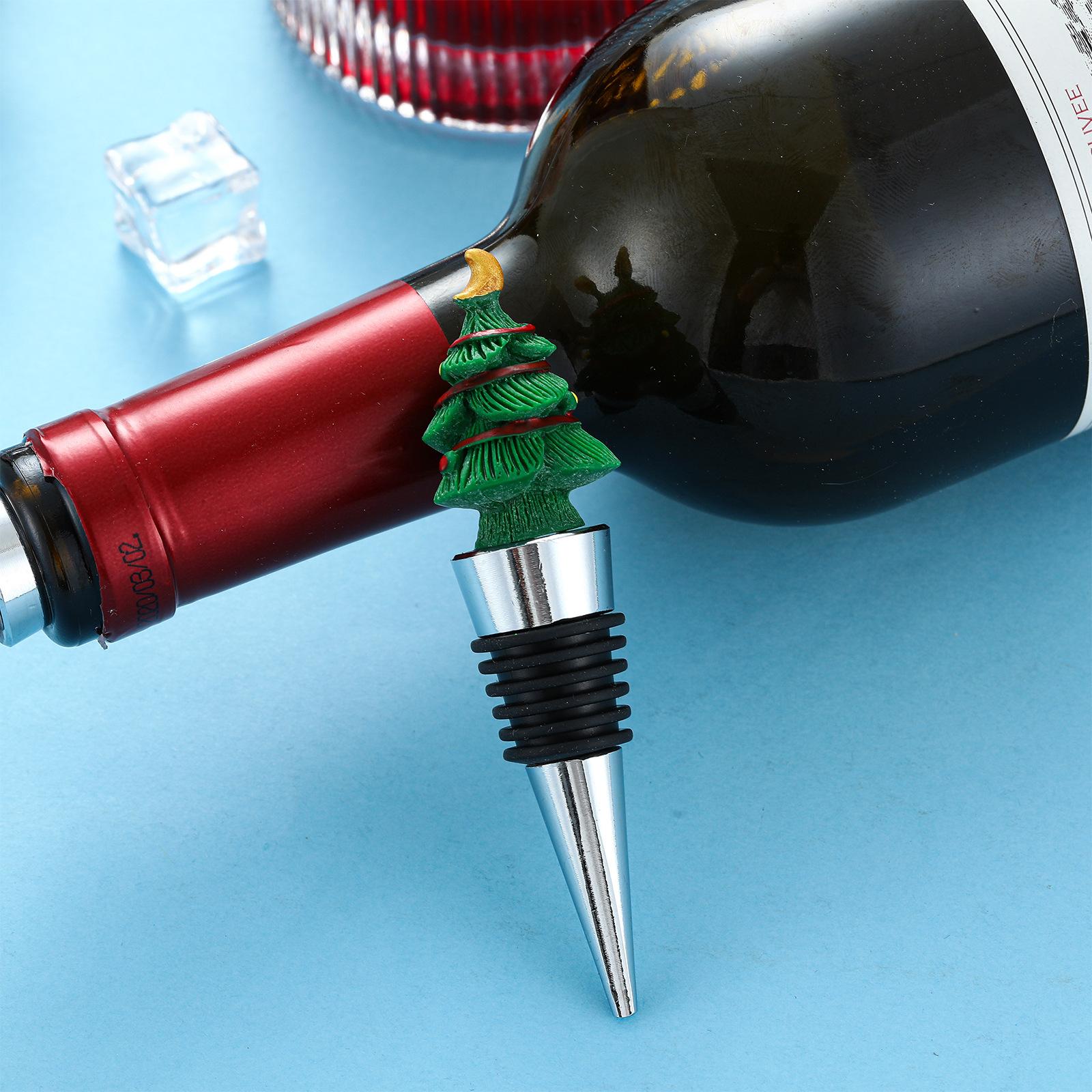 Classic Christmas Wreath Wine Stopper, Leak-Proof Seal for Wine & Champagne, Holiday Party Supply & Home Bar Decor