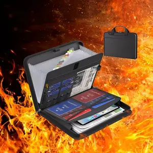 Fireproof Portable Folder, 12-page Transparent Organizer for A4 Legal Documents, Contracts, Information, Home Office Business Travel File System