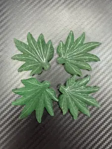 Mia(14524)gc.Natural green aventurine leaf carving, full of fresh natural energy.