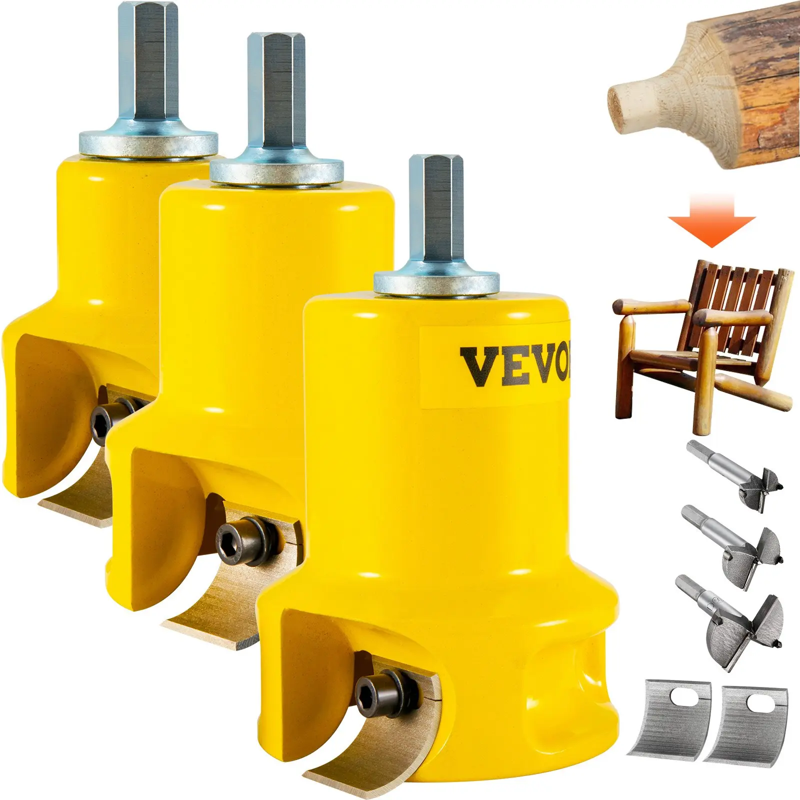 【summerfinds】VEVOR Tenon Cutter, 1"/25.4mm & 1.5"/38mm & 2"/50.8mm, Premium Aluminum & Steel Log Furniture Cutter, with Dual Curved Blades & Button Screws Home Master Kit, Commercial Starter’s Tool for Home DIY