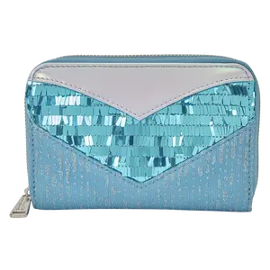 Frozen Princess Elsa Glitter Sequin Cosplay Zip Around Wallet