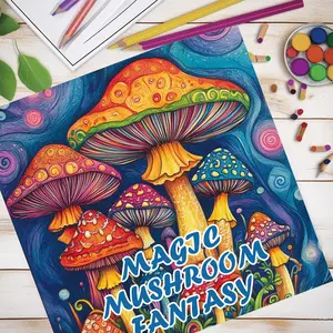 Mushroom Themed Coloring Notebooks, Water Coloring Books, 1 Count Mushroom Pattern Coloring Book, Graffiti Painting Drawing Book, Office Stationery & Supplies
