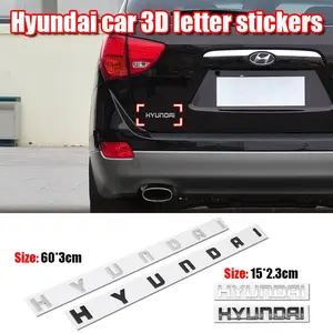 Hyundai 3D Letter Decorative Sticker Car Decals, Front Grille Rear Trunk Badge Self-Adhesive Emblem, Fits Hyundai I30 I10 I20 IX35 IX20 Verna Sonata SantaFe Tucson Elantra