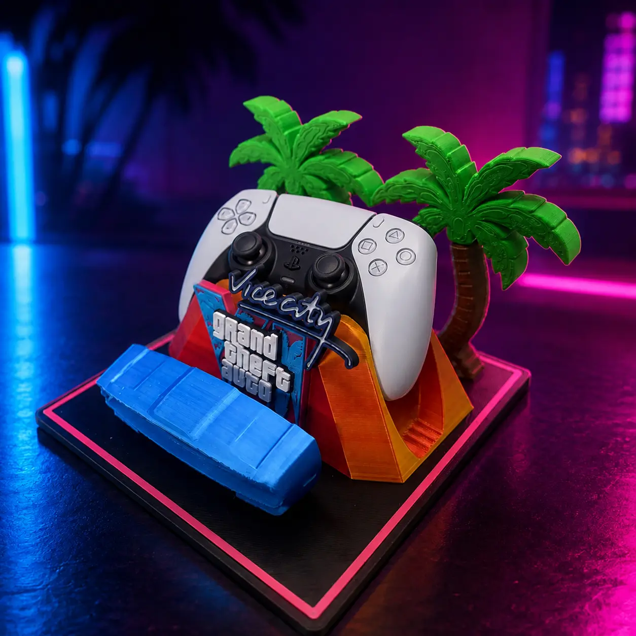 Colorful, Durable, Retro Neon PS5 Controller Stand and Console Organizer for Gaming Consoles (Electronics Accessory)