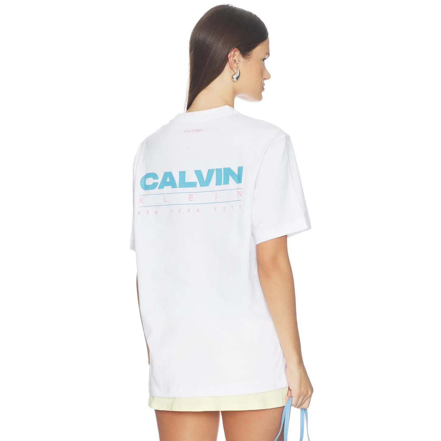 Calvin Klein Disc Stack Graphic Tee in Bright White Calvin Klein Disc Stack Graphic Tee in Bright White