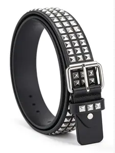 Unisex Punk Style Metal Pyramid Belt, Rhinestone Rivet Design, Fashionable Casual Wear for Jeans & Daily, Perfect Gift for Girlfriend