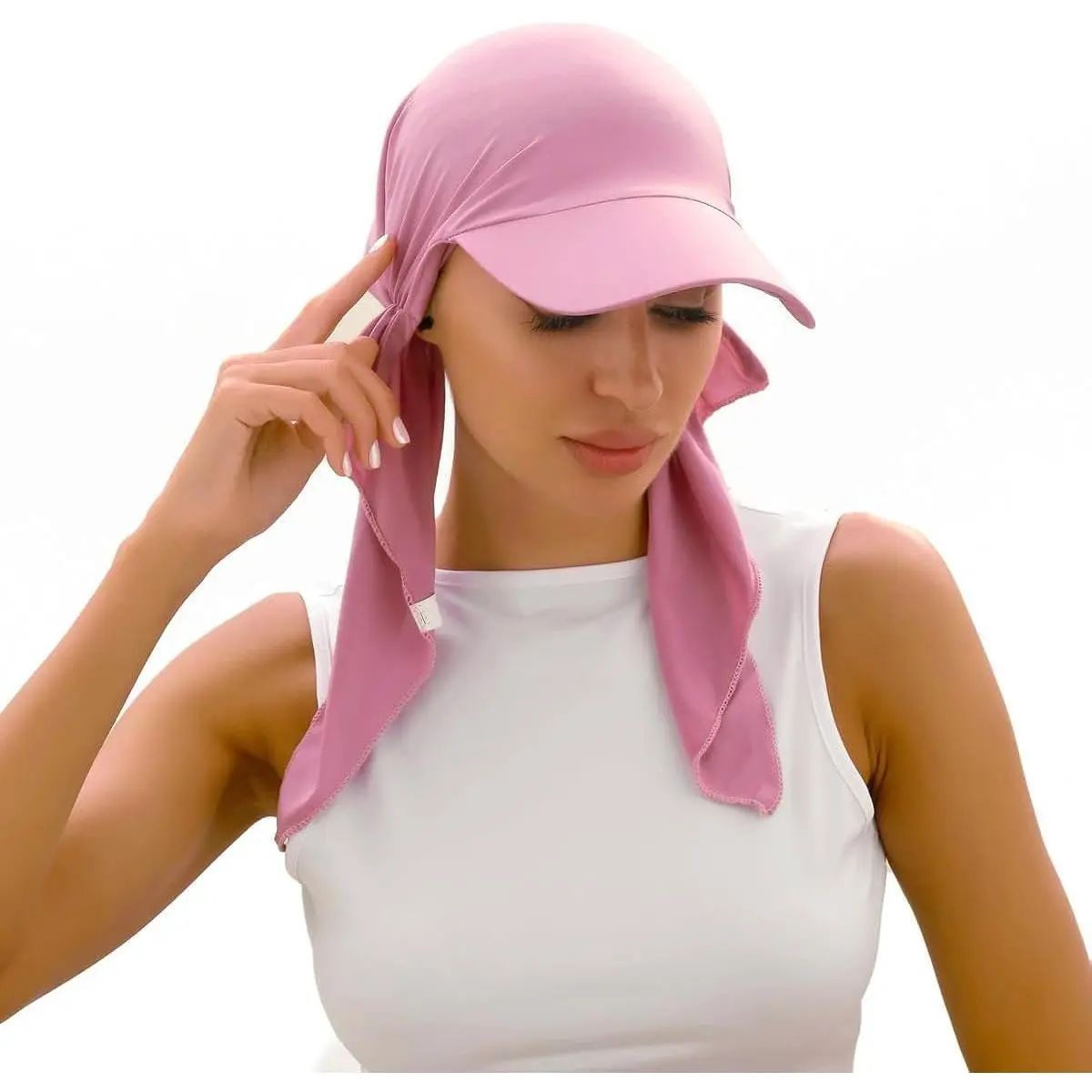 Peaked Chemo Cap Women Sun Protection Baseball Cap Newsboy Hat Soft Pre Tied Headscarf Headwrap  Loss Turbans