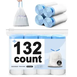 【YUFEIDA】132 Count-small Trash Bags 4 Gallon BagDrawstring White Bathroom Garbage Bags,tear-free ,plastic Wastebasket Liners For Toilet HomeOffice And Bedroom emergency  toilet 13  wall  on  strash  bags Heavy Duty Outdoor Trash Bags household gadget