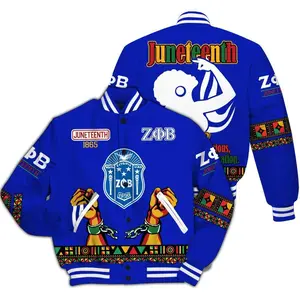 Zeta Phi Beta Varsity Jacket, Juneteenth Finer Woman 1920 Sorority Letterman Coat, Personalized ZΦΒ Greek Life Apparel, Royal Blue Sisterhood Gift