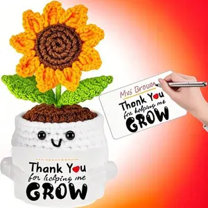 Custom Crochet Sunflower Doll Gift - Handmade Thank You Present for Teachers, Mom, Dad - Personalized End of Year, Birthday, Graduation - Unique Thoughtful Keepsake - Reusable Decorative Gift