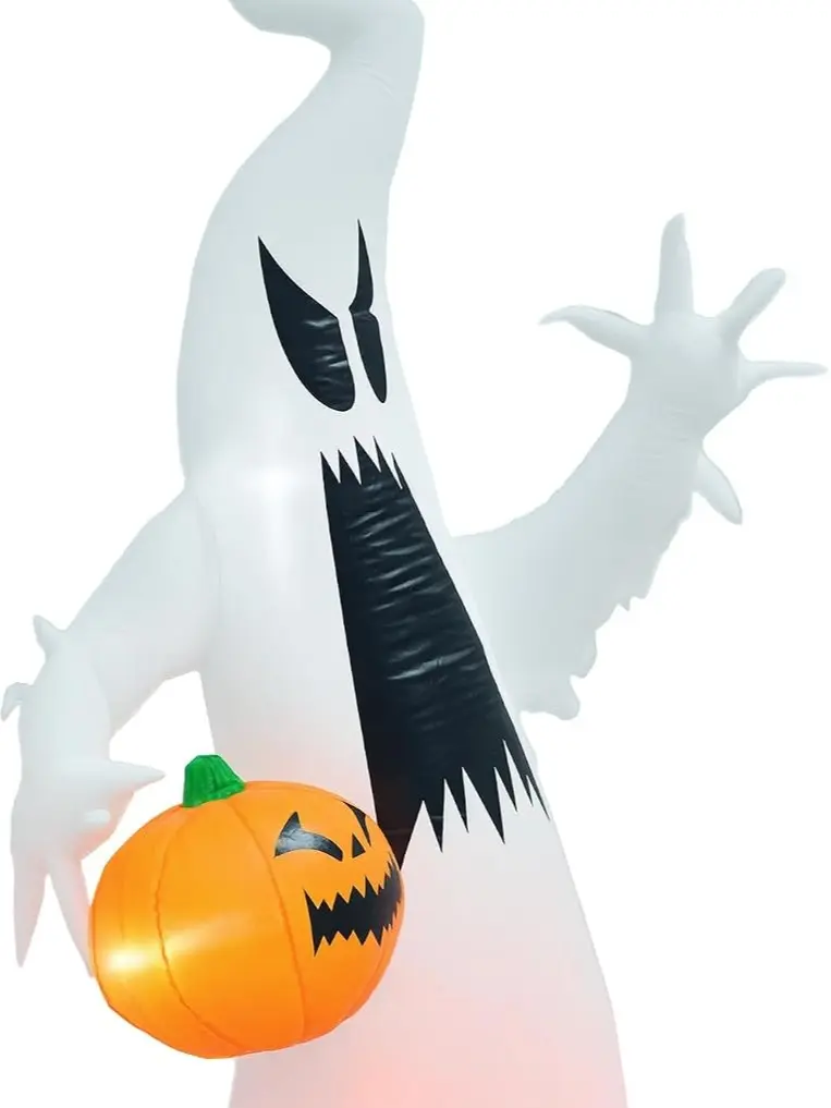 Inflatable Halloween Ghost, 5.9 FT Blow Up Yard Decoration with Pumpkin and LED Lights, Waterproof Outdoor Halloween Display for Lawn, Garden, Porch, and Party