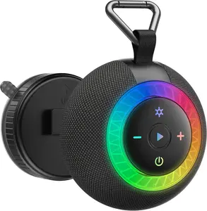 Portable  Speaker Shower : IPX7 Loud Sound with Suction Cup Removable, Birthday Christmas White Elephant Gifts Stocking Stuffers for Adults Teens, Cool Electronics with Light-Black