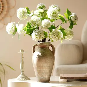 Ceramic Vase with Handles 11 inch Tall Rustic Vases Brown Terracotta Vase, Decorative Farmhouse Pottery Vase Wabi Sabi for  Decor,Living Room,Dining Room,Fireplace Mantel,Entryway,Shelf