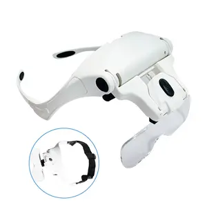 LED Head-Mounted Magnifying Glass, 5 Interchangeable Lenses, Adjustable High-Definition, Ideal for Jewelry Repair, DIY, Elderly Reading