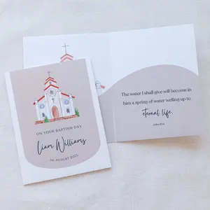 Custom Baptism Card Watercolor Church