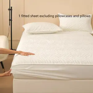Soft Comfortable Diamond Pattern Mattress Protector Set, Thickened Deep Pocket Ultrasonic Single Bed Sheet, for Bedroom, Waterproof Mattress Cover