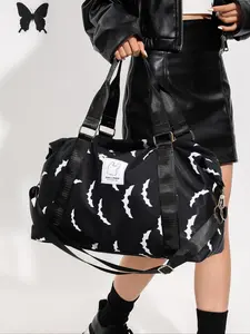 Summer 2025 Unisex Bat & Skull Travel Lightweight Bag, New Trendy Large Carry on Weekender Bag, Travel Duffel Bag, Gym Duffel Bag, Chic Versatile Durable Bag for Travel, Fall Freshness, Purses for Women for Luggage, Travel Duffle Bag