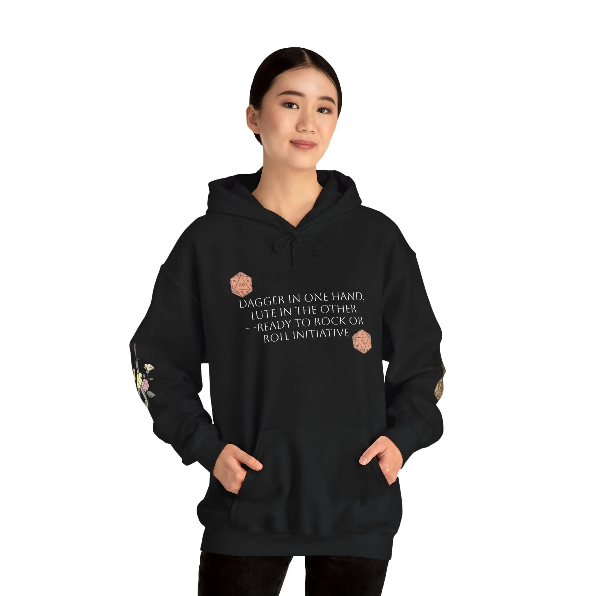 DnD Bard Hoodie - Dungeons and Dragons Fantasy RPG Gamer Gift, Role Playing Game Jumper, Geeky Nerdy Clothing, Dice