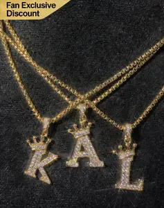 Crown Initial Cubic Zirconia Gold Pendant Necklace! Daily Versatile Fashion Accessory, 24" Length, Ideal Gift