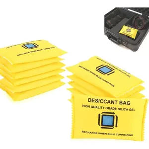 Silica Gel Packets 12 Packets -   Absorber, Rechargeable Desiccant Packs, Desiccant Packs for Storage, & Color Change,100g