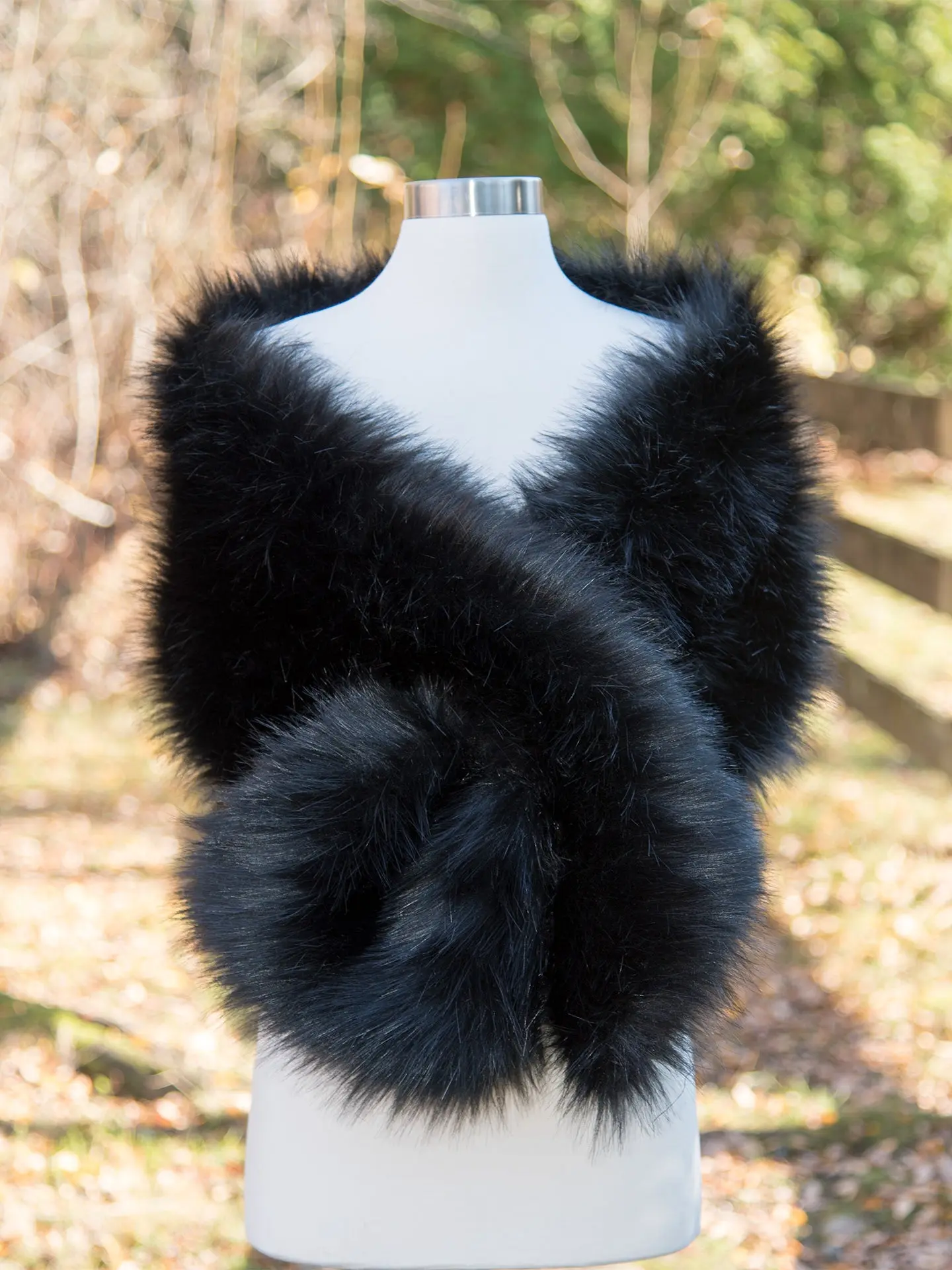 Black faux fur wrap bridal shawl Black faux fur wrap bridal shawl