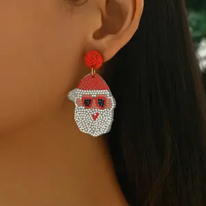 Lxalry Santa & Gingerbread Character Earrings, Acrylic Jewelry with Beaded Holiday Charm, Handmade Hypoallergenic Gift for Christmas Parties & Festive Outfits fashion creative jewelry