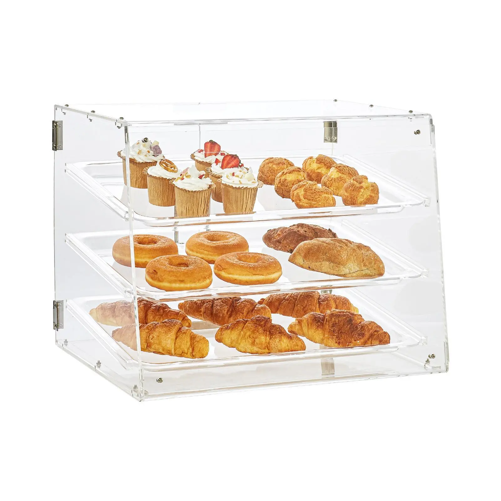 【SummerFinds】VEVOR Pastry Display Case,  3-Tier Commercial Countertop Bakery Display Case, Acrylic Display Box with Rear Door Access & Removable Shelves, Keep Fresh for Donut Bagels Cake Cookie, 20.7"x14.2"x16.3"
