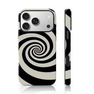 Black Cream Hypnotic Spiral Burga Design Cute Phone Case TPU for iPhone 17 Pro Max/16 Pro Max /15Pro Max 15/14/13/12 & Samsung S26 /S25Ultra for Girls