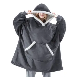 Oversized Wearable Blanket Sherpa Fleece Thick Warm Hoodie Blanket Big Hooded Does not apply