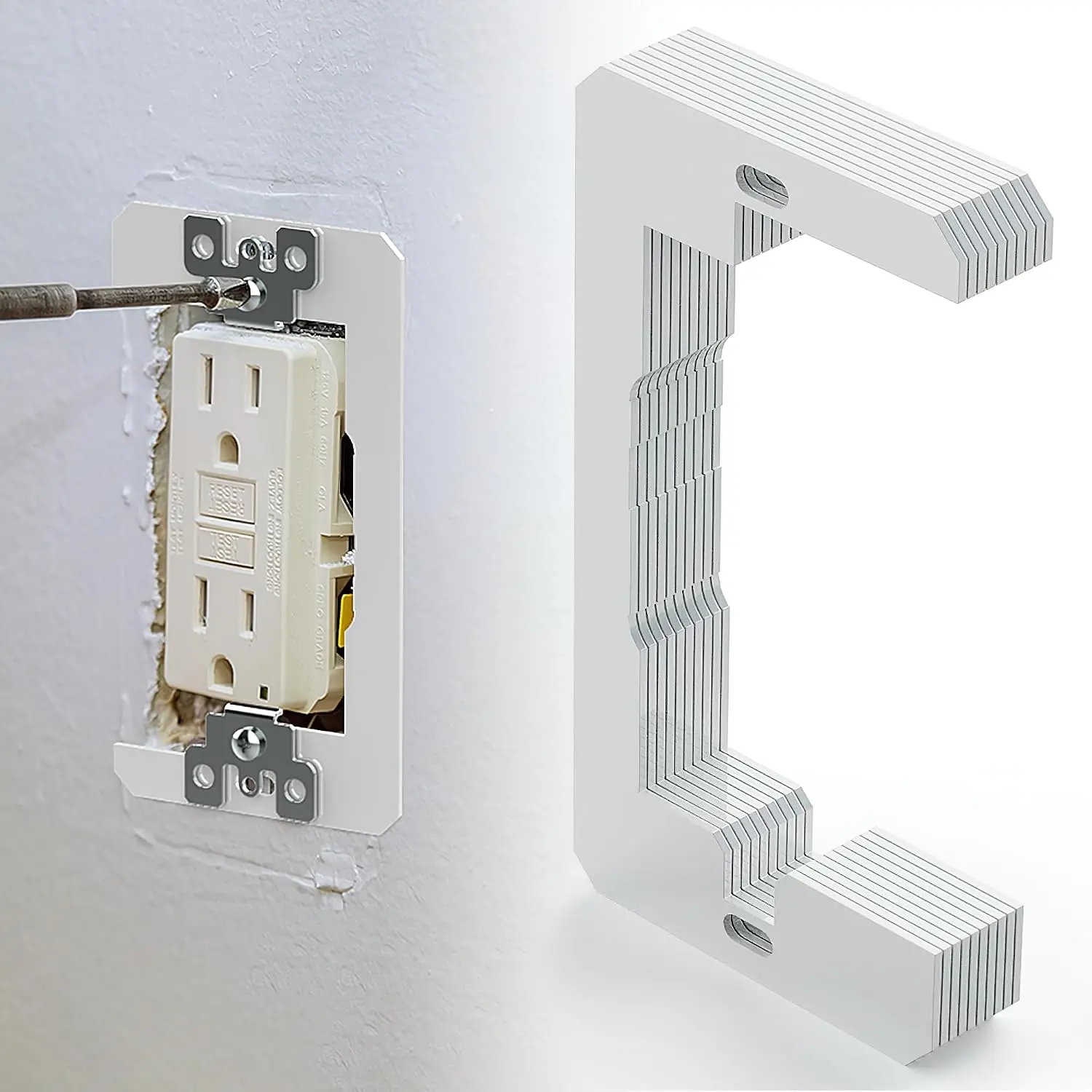5/10Pcs Wall Panel Dividers, horizontal adjustment plates for embedded adjustment devices. Designed for power socket fixation and wall socket maintenance, practical electrical accessories for home renovation and circuit installation work