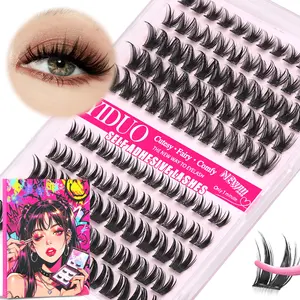 YIDUO Bunny Self-Adhesive Lash Clusters 10-16mm D Curl, 2 Styles Bunny &  Wispy Self Adhesive Lash, Pre-Glued No Glue Needed, Easy 1-Minute DIY Eyelash Extensions Gift Pack