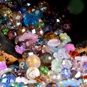 100g Crystal Glass Beads for Jewelry Making Suncatcher Faceted Bicone Assorted Loose Sparkly Beads for Bracelets Necklace Pendants Jewelry Making Supplies