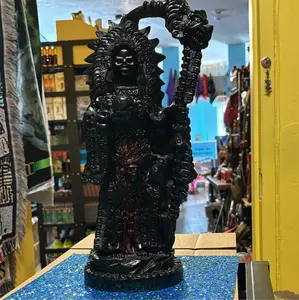 Santa Muerte Aztec 15-in Black Charged Figurine, Home Decor, Room Decor Statue for Home Accent