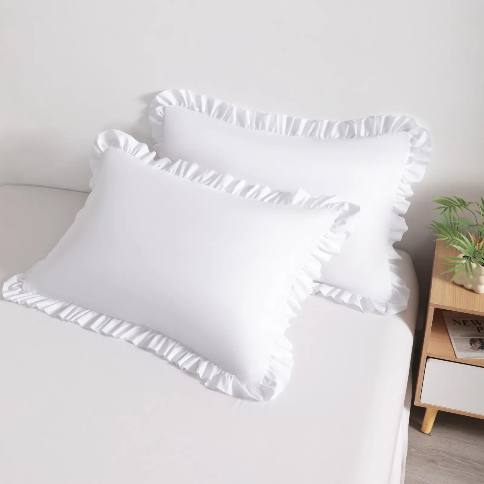 2 Pack Brushed Texture Microfiber Pillowcases, Soft Breathable Wrinkle-Resistant Flanged Edge Pillow Covers with Envelope Closure, Multi-Size Solid Colors Cozy Bedding Pillow Cases