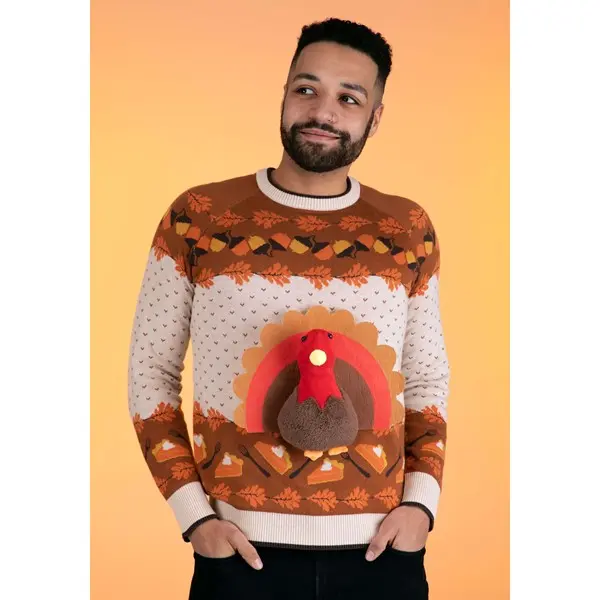 3D Turkey Ugly Holiday Sweater for Adults