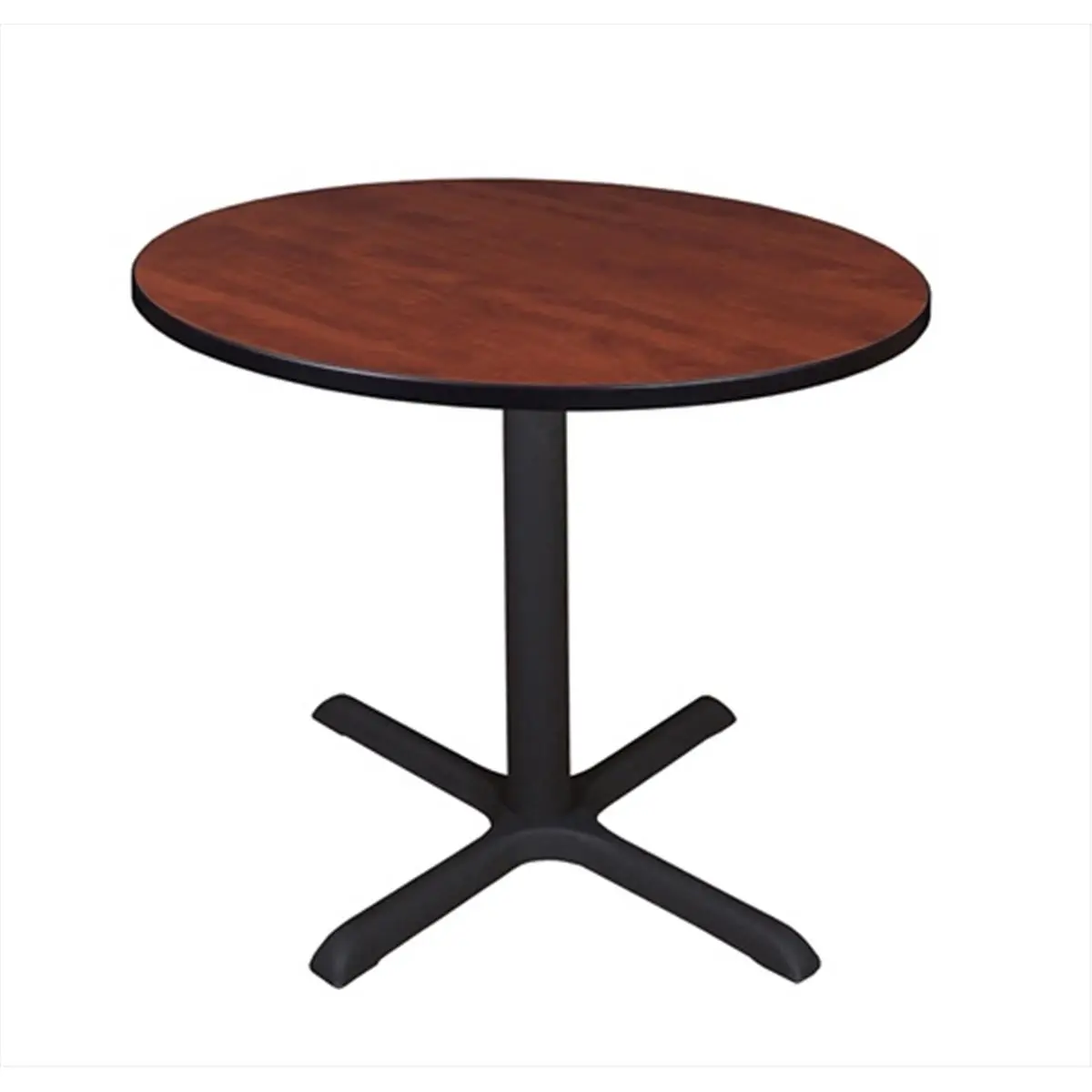 Regency 36 In. Round Commercial Lunchroom Table - Cherry, Steel Base, Stainproof, Adjustable, Bump & Burn Protection, for Restaurants