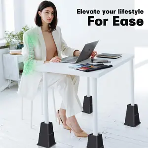 Bed Risers 8 inch Heavy Duty,Elevation in Heights 3, 5, 8 Inch，Adjustable Furniture Risers for Chair Table and Desk Legs Lifting (8 Pack, Black)
