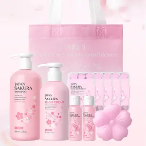 Sakura Fragrance Hair Care Set, Shampoo & Conditioner & Body Wash & Hand Cream & Soap Bar & Soap Tablet & Gift Bag, Beauty & Personal Care Product, Cleansing