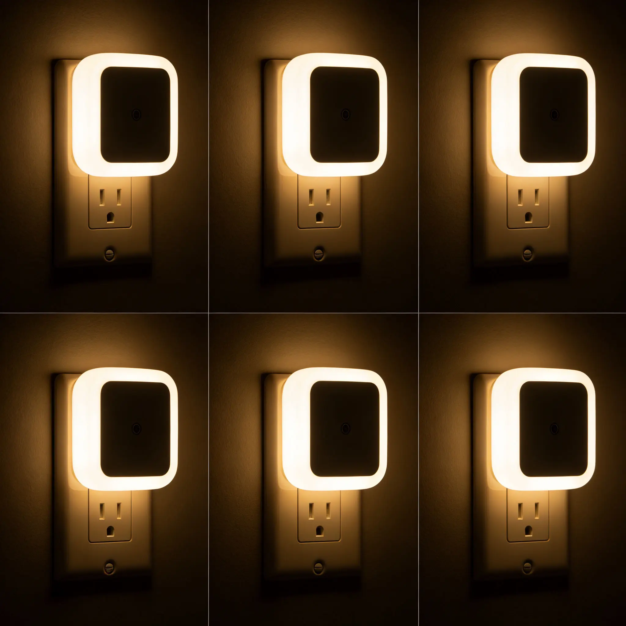 Night Light, Warm White LED Night Lights (6-Pack) - Plug-in, Dusk to Dawn Sensor Nightlight Ideal for Bedroom, Bathroom, Hallway, Illuminated Night Light, Lighted Decorative Lights