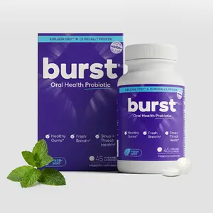 BURST Oral Probiotic - Bad Breath Support for Adults - Chewable Dental Oral Probiotics for Immune Support, Fresh Breath with Blis K12 & M18 - Mint (45 Count)